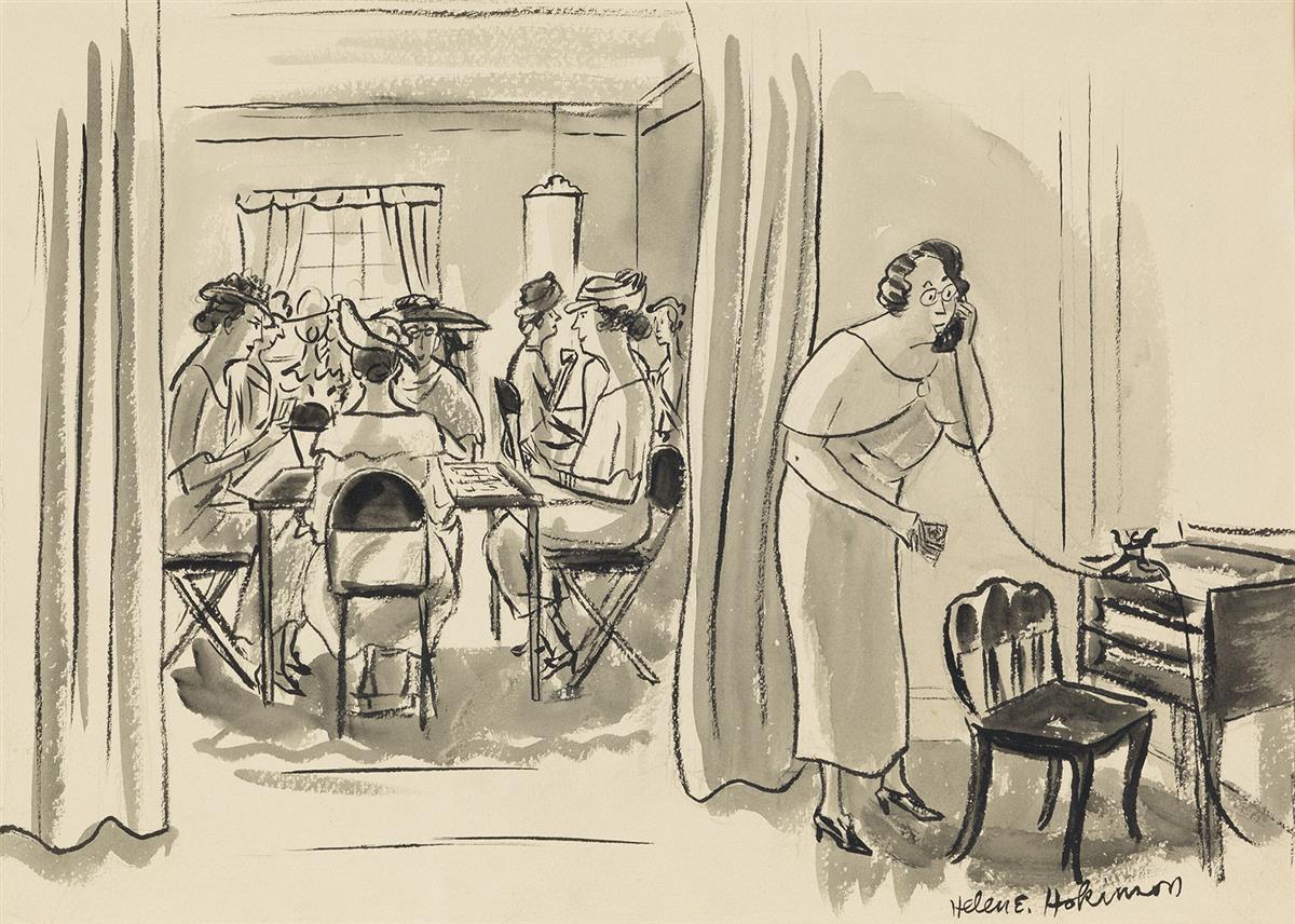 HELEN HOKINSON. (THE NEW YORKER / CARTOON) Just say Entertaining a few of the younger set at bridge.